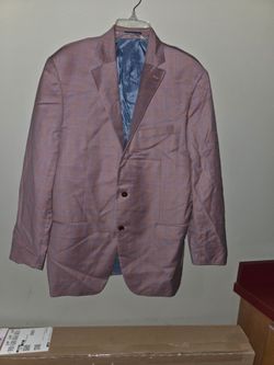 Men's Pink Plaid Two-Button Blazer