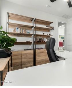 Shelving, cabinets, coffee table