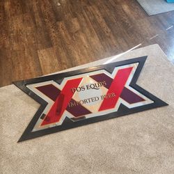 RARE WOOD Dos Equis XX Imported Beer Bar Pub ADVERTISING MIRROR SIGN 42"x16.25"