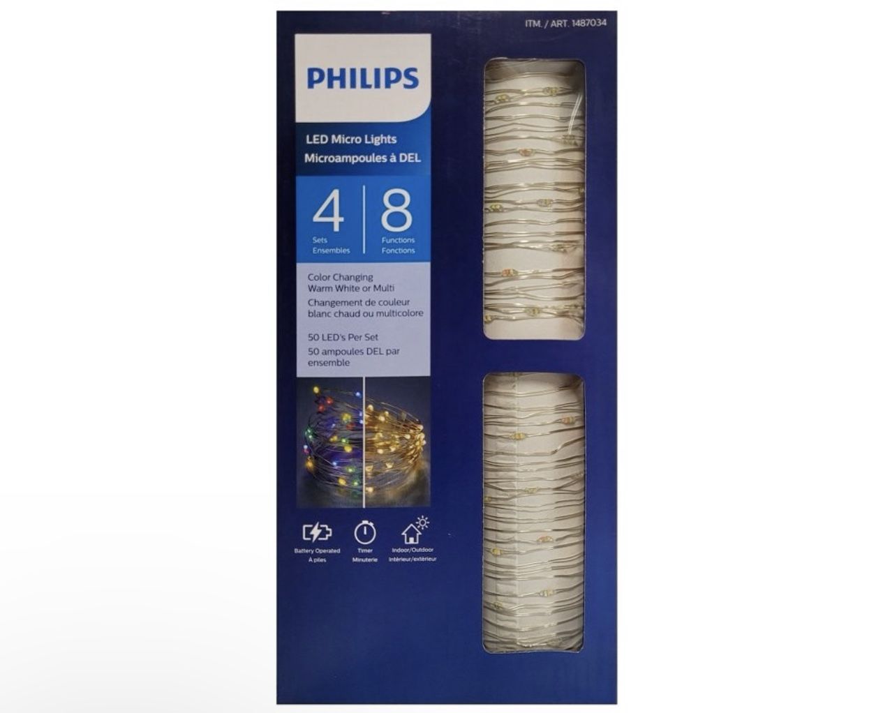 Philips Battery Operated LED Micro Lights Color Changing Warm White/Multi 4 Sets