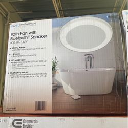 Home Netwerks Decorative White 80 CFM Ceiling Mount Bluetooth Stereo Speaker Bathroom Exhaust Fan with LED Light