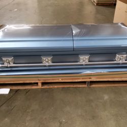 Going Home Blue w/ Brush Finish / White Velvet Casket
