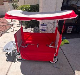 Radio Flyer, 3-in-1 Tailgater Wagon Stroller with UV Canopy, Folding Wagon, Red