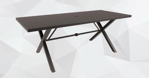 78.7 Outdoor Dining Table for 7-9 ,Large Metal Table with Umbrella Cutout
