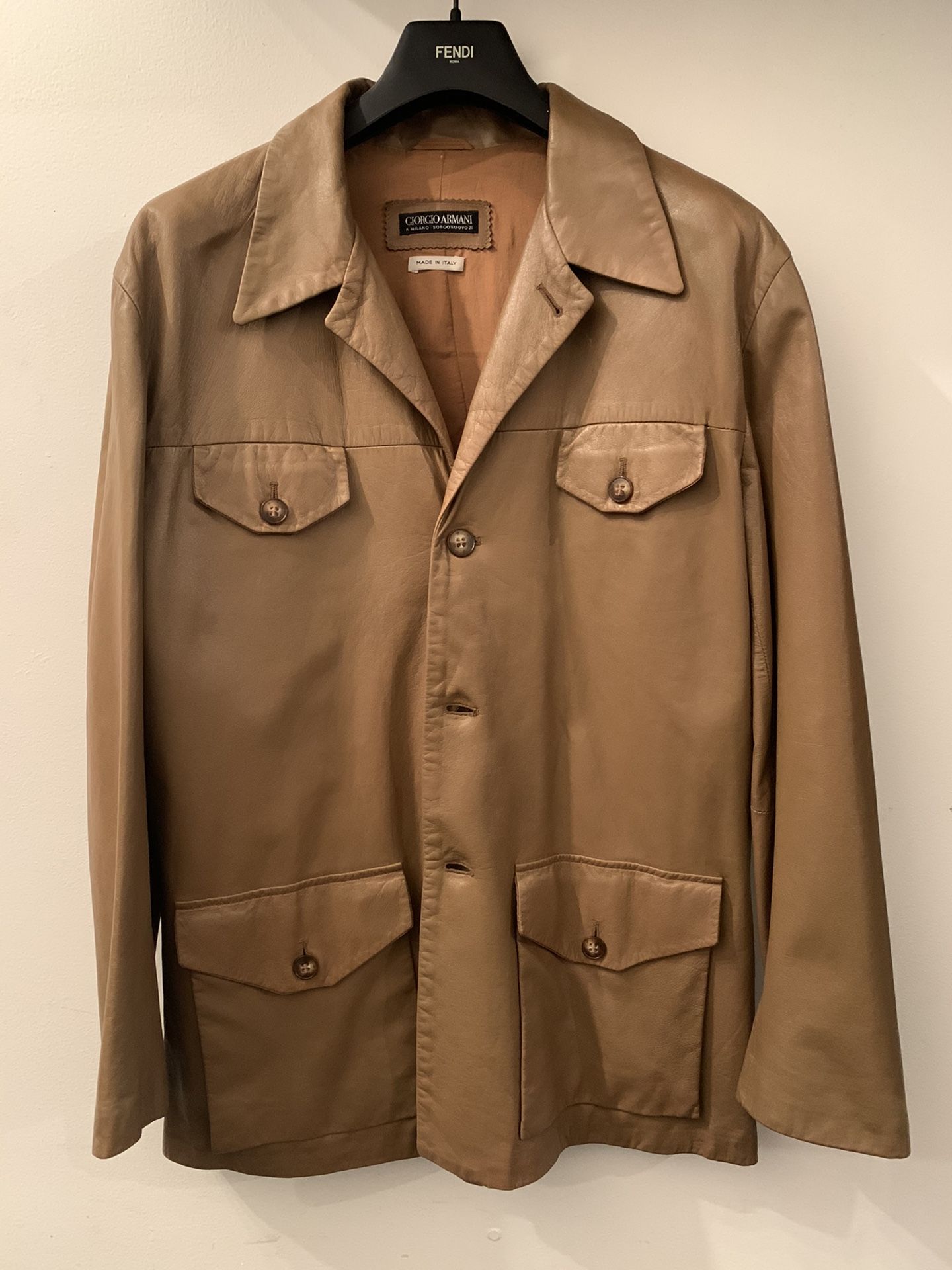 Giorgio Armani Mens Leather Safari Jacket sz50