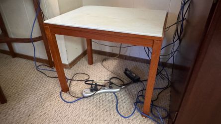 Wood Marble Top End Table