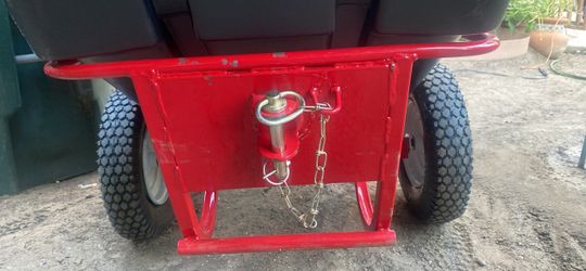 Red Steel Utility Cart with Tow Hitch