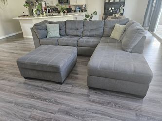 Ashley Marleton 2-Pc Sectional + Matching Oversized Ottoman – Gray