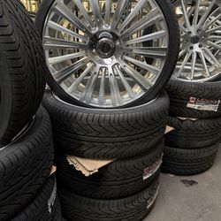 26 Inch Silver Machine Wheels Tires And Sensors