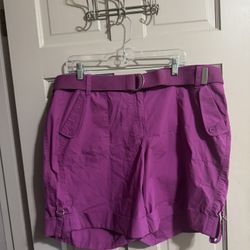 Womens Lane Bryant Plus Size 20 Purple Shorts NWT And Belt 