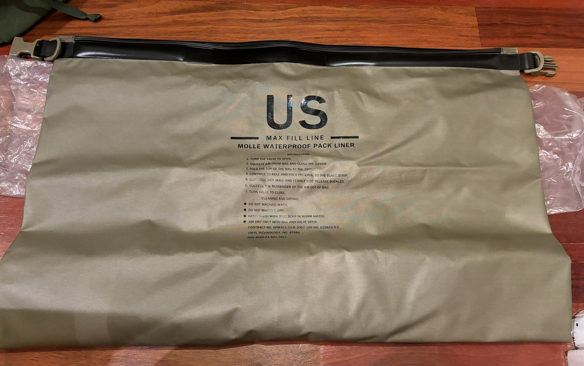 Military Surplus Waterproof Pack Liner, Large, New