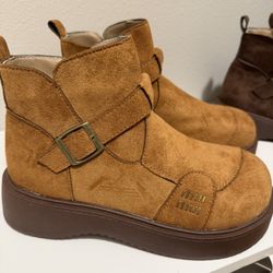 Women’s Winter Ankle Boots – Brown, Warm Lined – New 