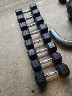 (220lb) 20lb thru 35lb Rubber Hex Dumbbell Set