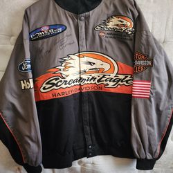 New Vintage Harley Davidson Screaming Eagle Collector Jacket Xl Autographed 