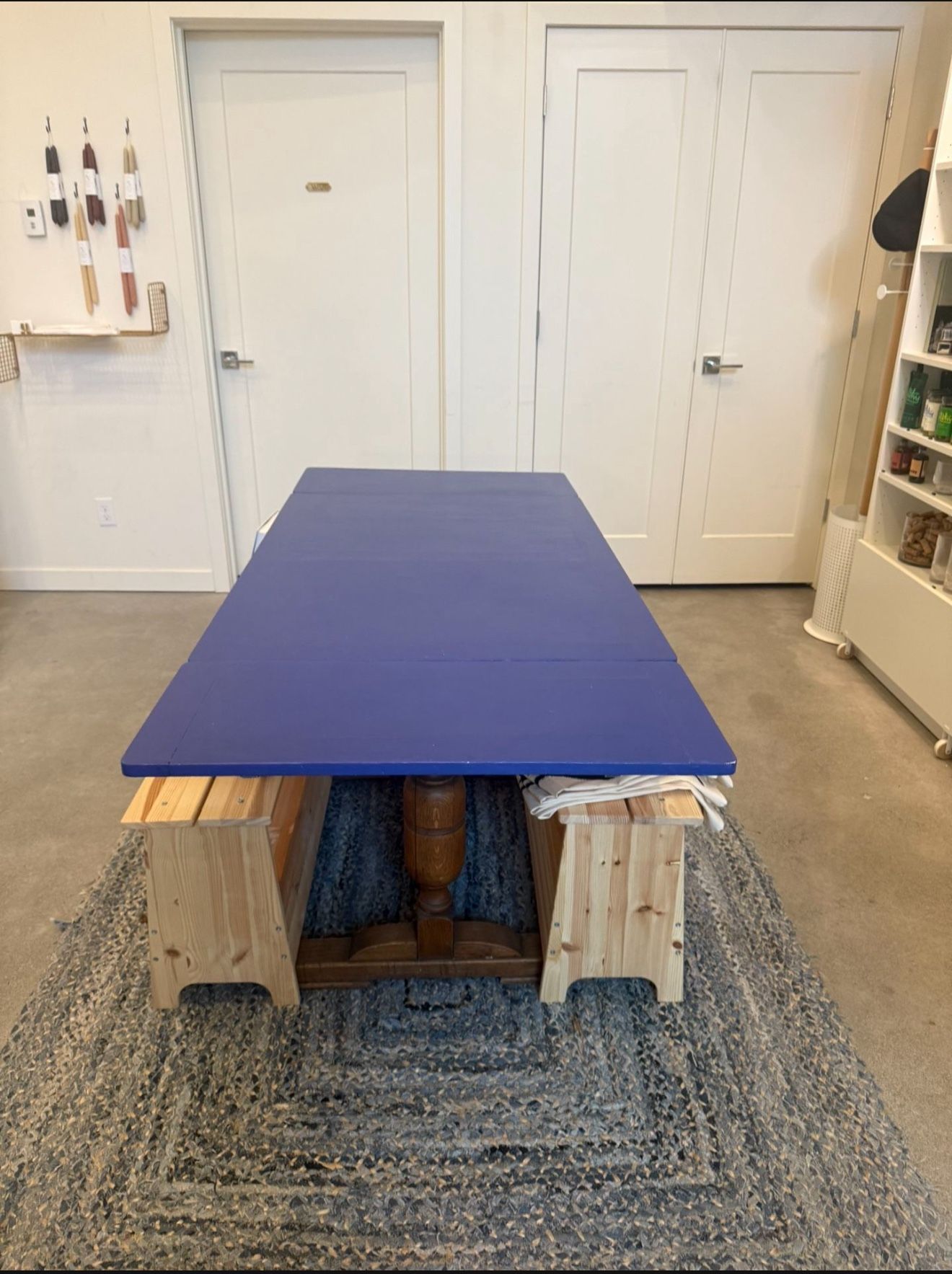 Dining Table With Painted Blue Top