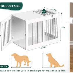 😀 Furpezoo Medium Dog Crate End Table,Modern Wood Dog Cage Furniture, White, 32"L x 19.7"W x 22"H