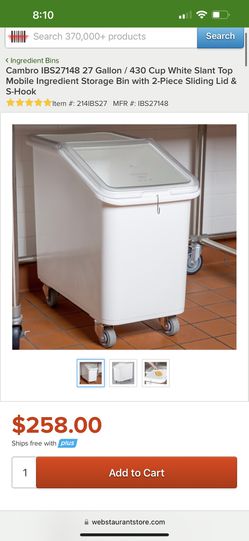 Cambro IBS27148 27 Gallon / 430 Cup White Slant Top Mobile Ingredient  Storage Bin with 2-Piece