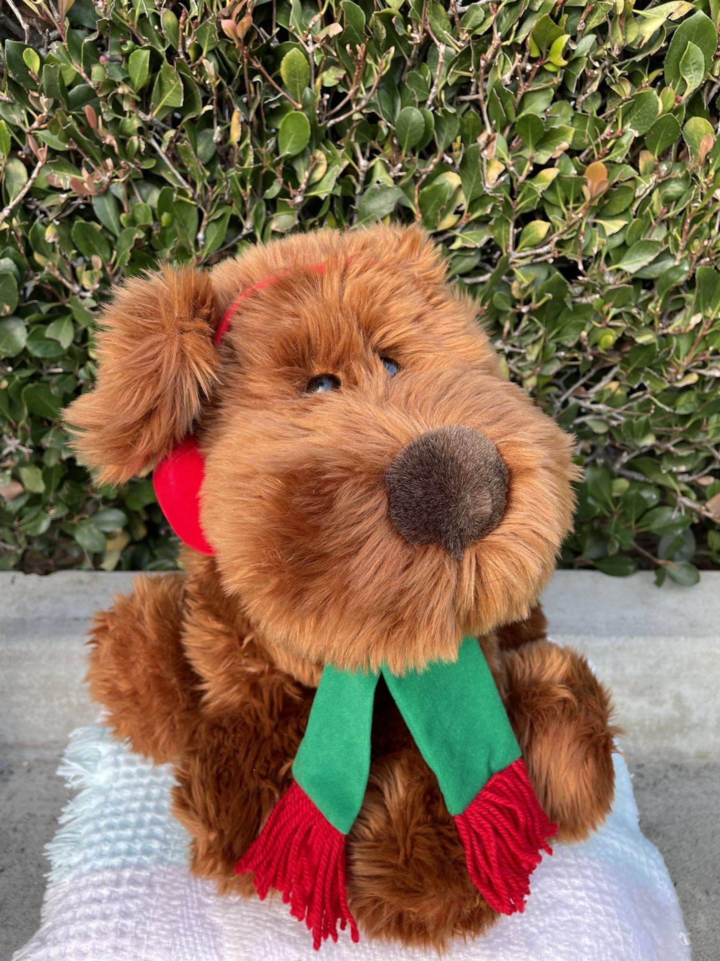 Giant Stuffed Animal Dog Plush Christmas Scarf Ear Muffs