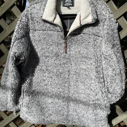 Grizzly Sherpa Tan Thick Fuzzy Soft Quarter Zip Pullover Sweater Sz large