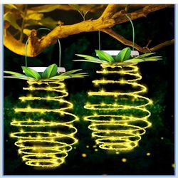 Upgraded 4Pack Outdoor Solar Hanging Lantern Lights, Waterproof 60 LED Pineapple Decorative Solar Lights Outdoor for Garden Patio Yard Lawn Tabletop D