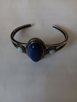 Lapis And Stainless Steel Bracelet.