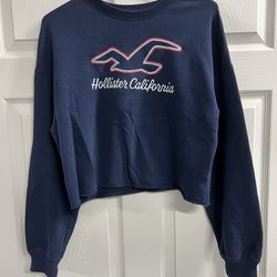 Hollister California Blue Sweatshirt with Raw Edge - Size Small - VGUC