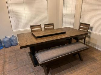 Extendable Dining Table With 5 Chairs And Bench