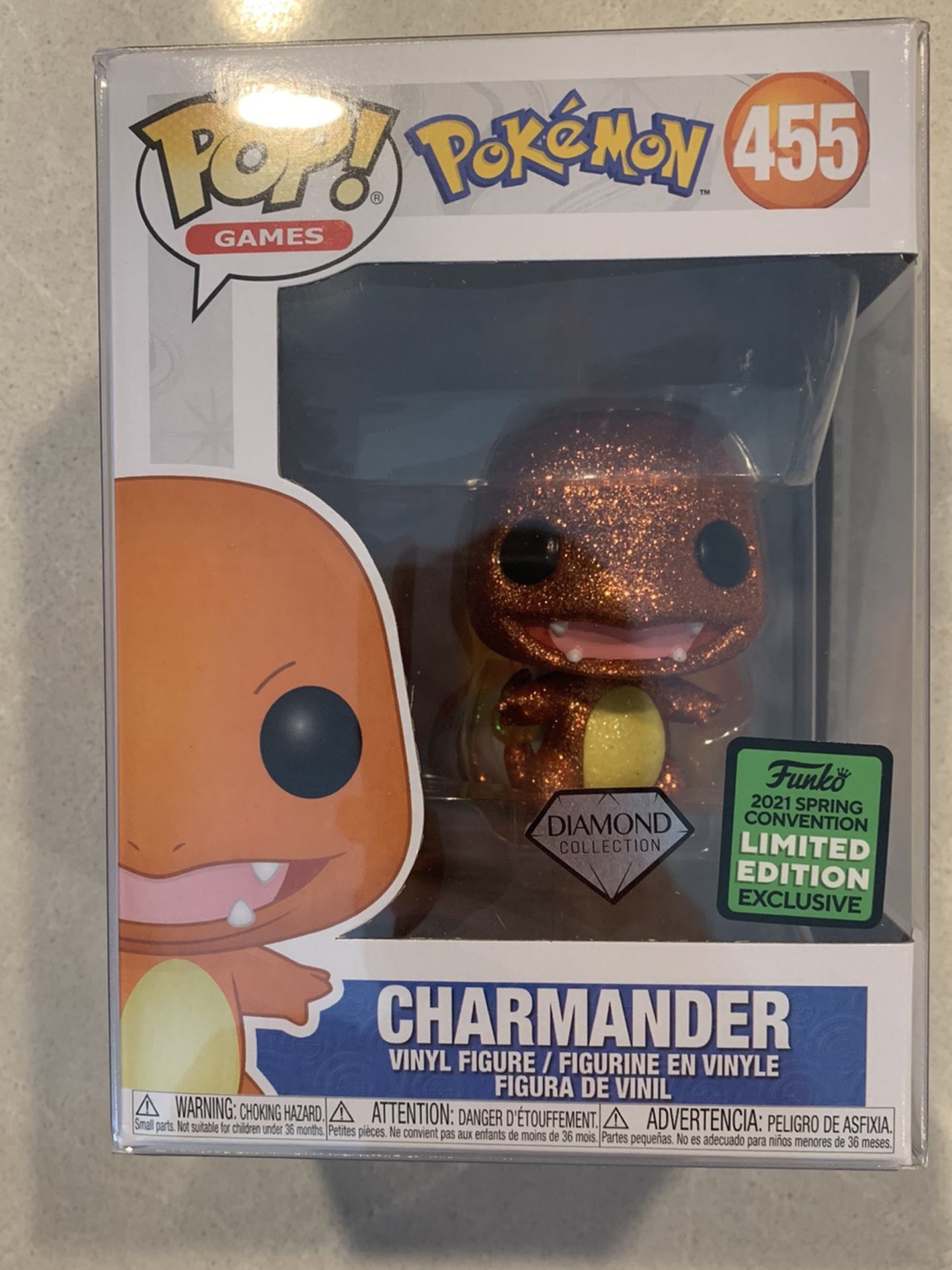 Diamond Charmander Funko Pop *MINT IN HAND* 2021 ECCC Spring Convention Target Exclusive Pokemon 455 with protector