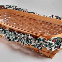 Longaberger 1995 Bread Basket 17x8 Leather Handles, Liner