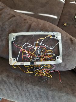 Curved, Chrome,motor Cycle Plate Holder, W/ Brake-turnsignal-run Lights