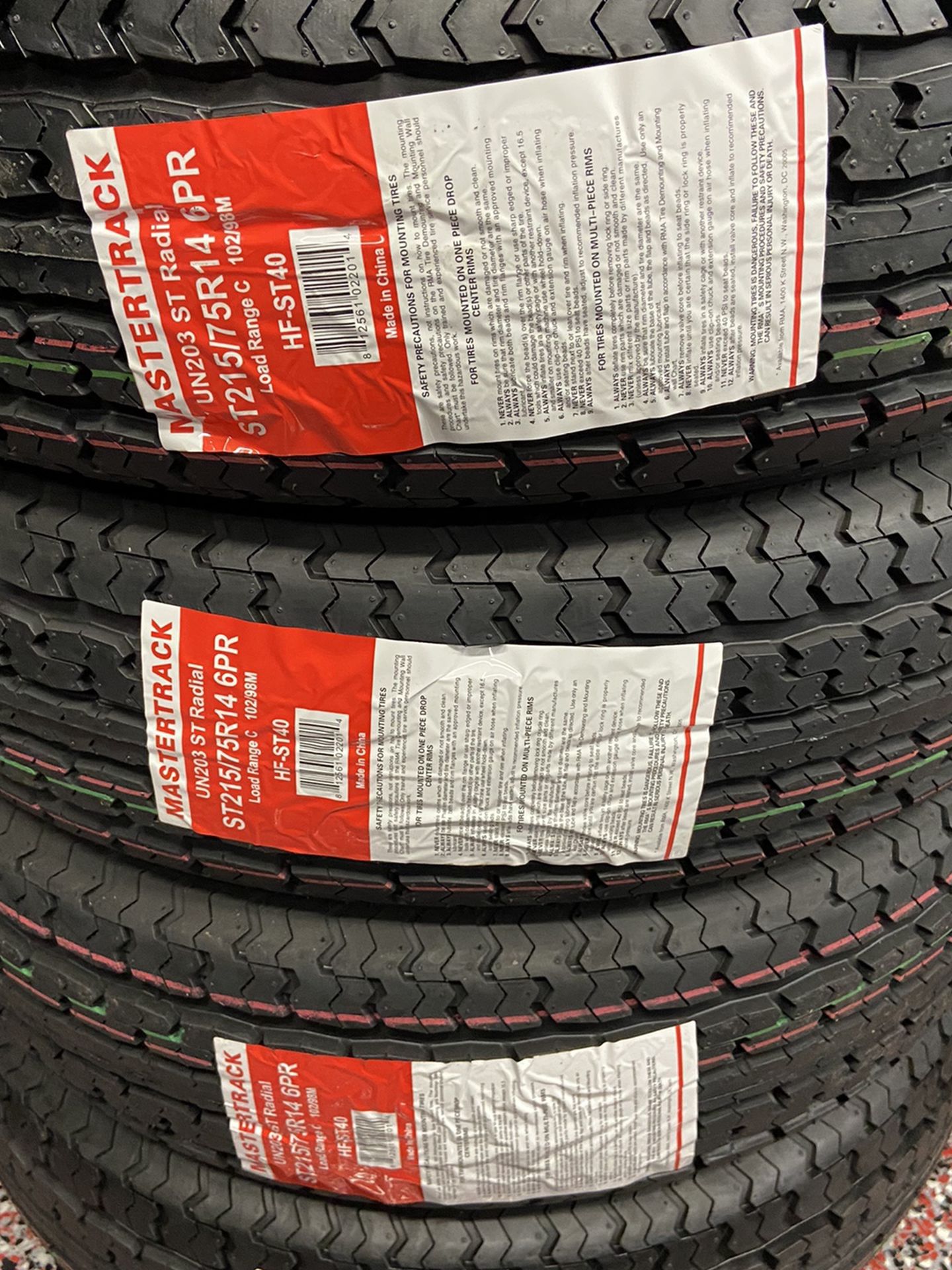 MASTER TRACK ST215/75R14 $60 NEW 6ply 215/75/14 TRAILER TIRES 215/75R/14 6 PLY