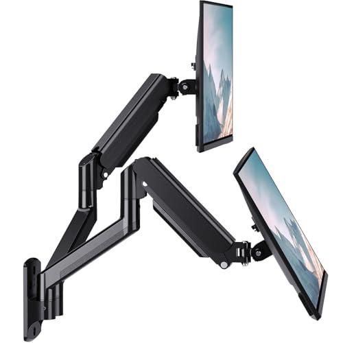 WALI Dual Monitor Wall Mount, Gas Spring Monitor Arm for 2 Screens up to 32 inch, 22 lbs. Fully Adjustable Arm Mounting Holes up to 100 x 100 (GSWM002