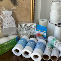 Wedding Decor bundle. Floating Candles, Tule Rolls, Cake Topper, More