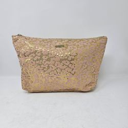 Juicy Couture Pink Gold Sequin Leopard Print Cosmetic Bag