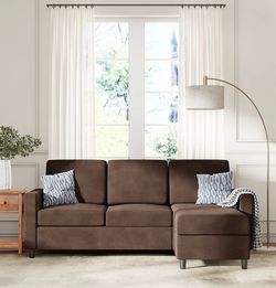Chocolate Brown L-shape sectional sofa, brand new in box