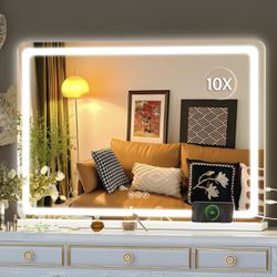 Vanity Mirror 32'' x 22'' Home, Wall Mount LED Makeup Mirror with Dimmable 3 Modes, Touch Screen