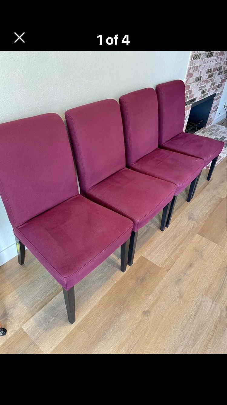4 IKEA cushion, maroon chairs