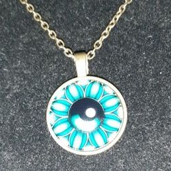 Cabochon Necklace with Brass Chain 