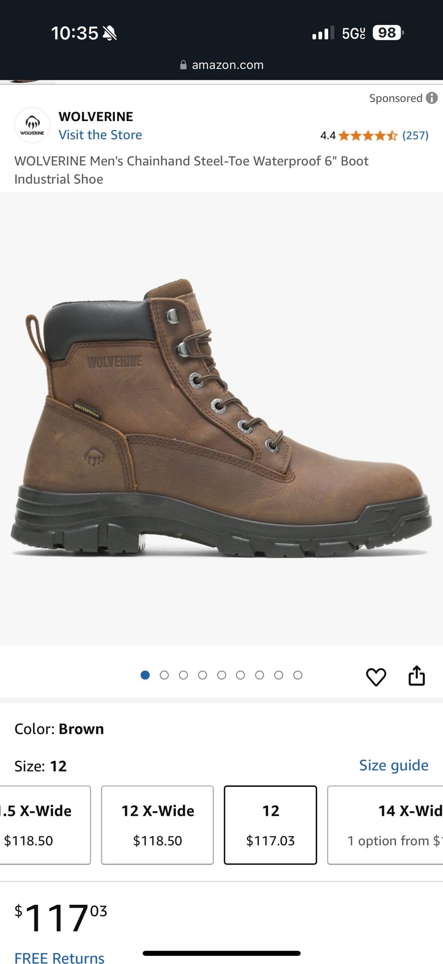 Wolvering “ Chainhand Work Boots “ Sz 13 Mens