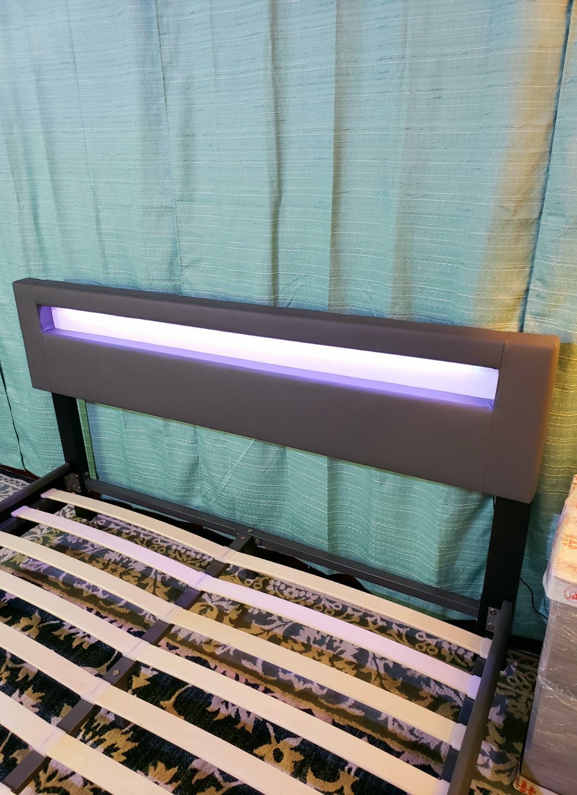 QUEEN upholstered platform bed frame come NEW IN BOX, mattress sold separately