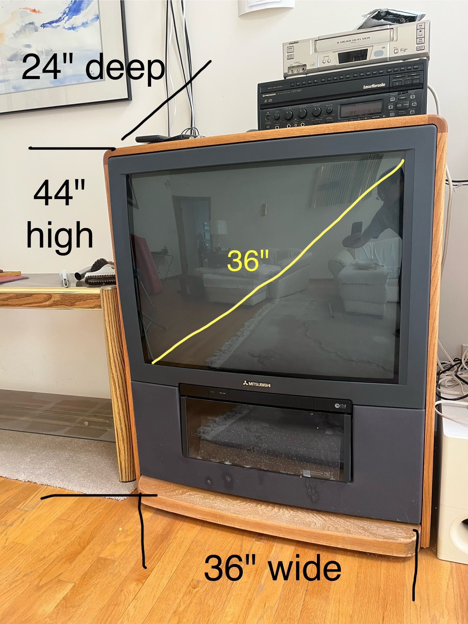 Mitsubishi 36" console TV. Great for watching movies or games