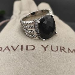 David Yurman Large Pave Diamond Ring Black Diamond 8