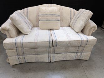 Pem-Kay Traditional Rolled Arm Striped Loveseat Sofa
