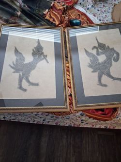 Antique pair of thai temple art
