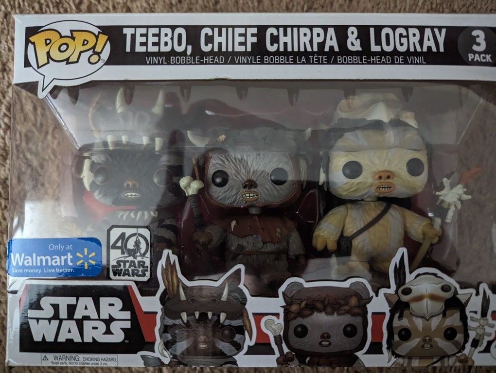 Funko Pop Star Wars Teebo, Chief Chirpa And Logray