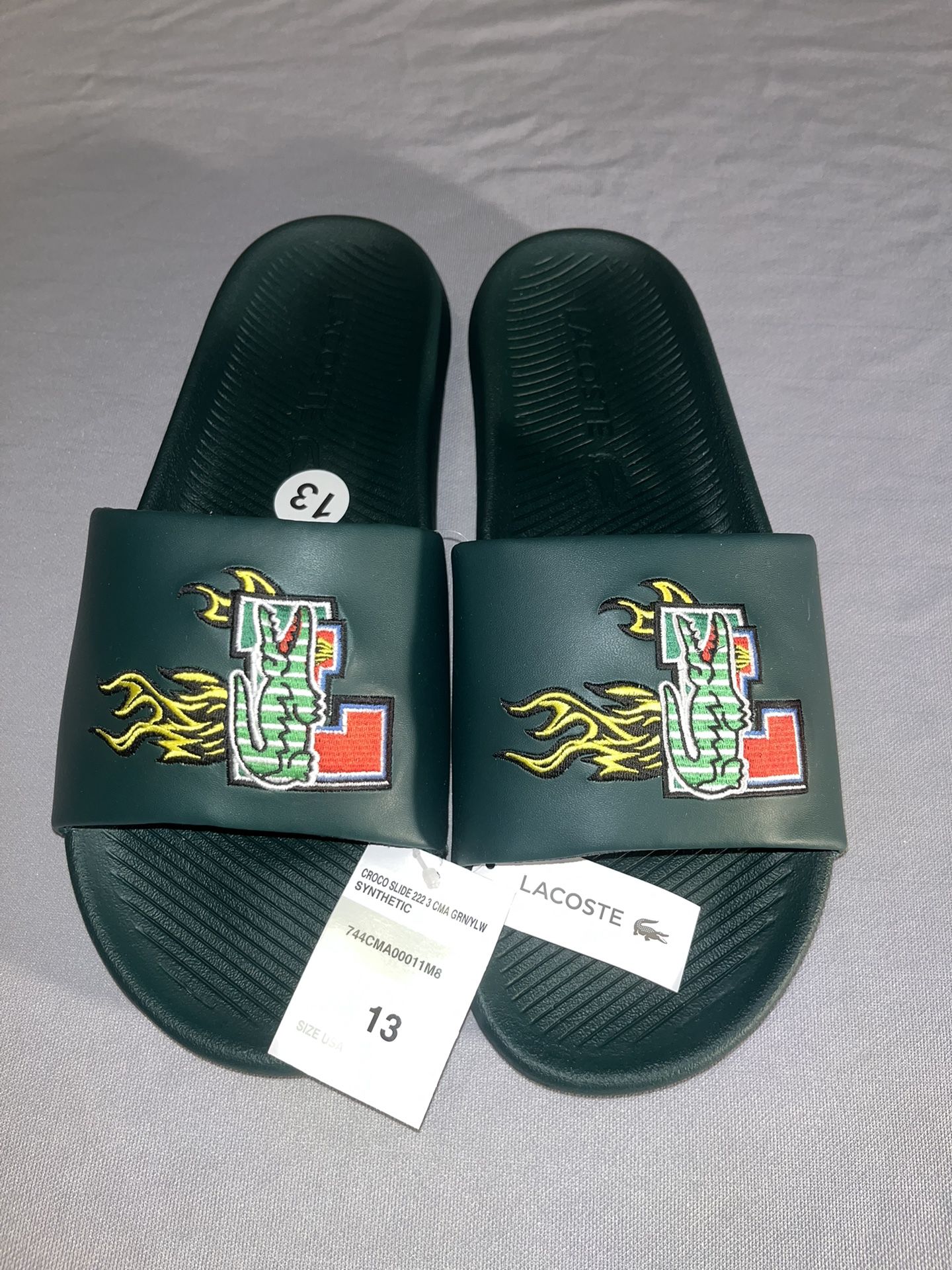 Mens Size 13 Lacoste Flame Alligator Slides Sandals Green for Sale in ...