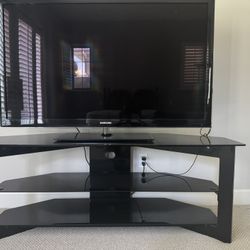 55 Inch Samsung TV with glass TV stand
