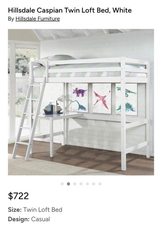 Hillsdale Caspian Twin Loft Bed, White