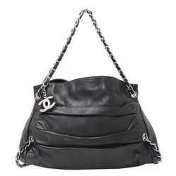 Authentic Chanel CC Charm 2 Way Chain Shoulder Bag Silver Hardware