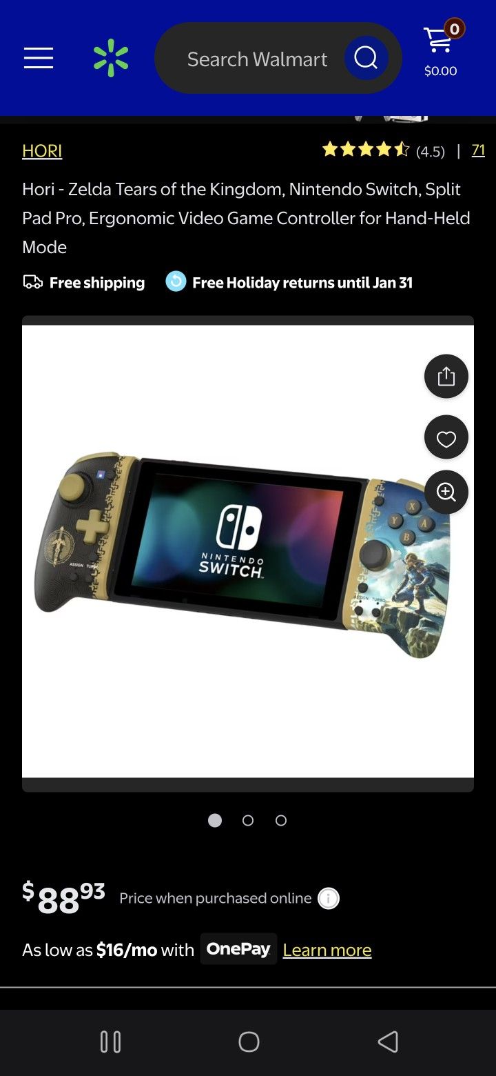 Hori - Zelda Tears of the Kingdom, Nintendo Switch, Split Pad Pro, Ergonomic Video Game Controller for Hand-Held Mode